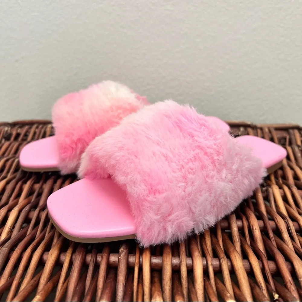 $60 NIB Yosi Samra Kids Fur Slippers Sandals Shoes Miss Nora Sz 12C 13C 1Y 2Y
